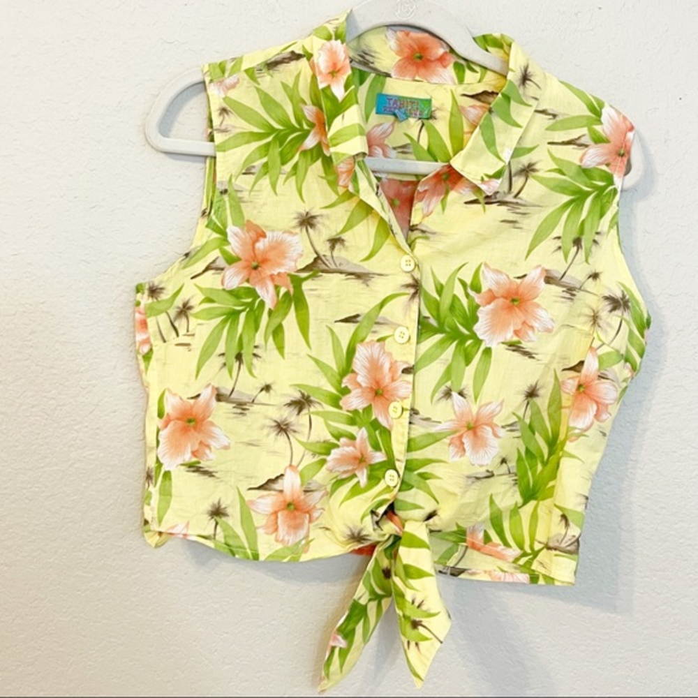 Tahiti Reef Club Tie Front Hawaiian‎ Sleeveless Shirts